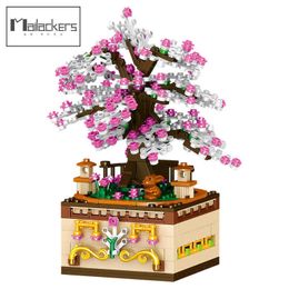 Mailackers Ideas Music Box Series Princess Castle Cherry Tree Ferris Wheel Building Blocks Bricks Creator Friends For Girl Toys Q0823