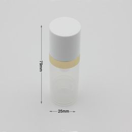 wholesale Empty 10ml Airless Pump Bottles Lotion Clear Plastic Vacuum Bottle for Cosmetics with Silver Gold Ring ZZ