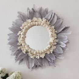 Mirrors Mirror Decor Handmade Exquisite Acrylic Eye-catching Feather Wall For Home