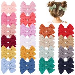 2Pcs/lot Cute Solid Linen Hair Bows Clips For Girls Boutique Hairpin Barrettes Headwear Bowknot Clips Kids Hair Accessories Gift