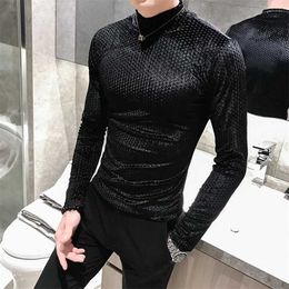 Autumn And Winter Men's European American Style Stone Velvet High Quality Fashion Casual Lapel Slim Knitted Sweater 211221