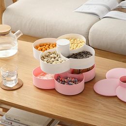 Dishes & Plates Double Rotating Candy Box Macaron Contrasting Colour Fruit Tray Snack Storage Division Living Room Dried
