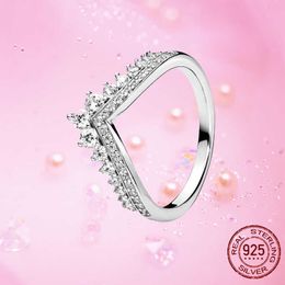 New Hot Finger Ring 925 Sterling Silver Princess bone Rings for Women Clear CZ Wedding Band Engagement Jewellery Anel Gift X0715