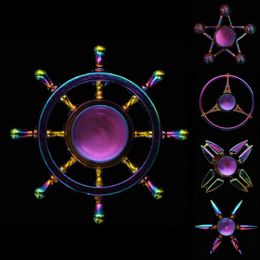 2022 spinner regenbogen farbe Hot Rainbow Metall Spinning Top Gyro Spielzeug Zink Legierung Bunte Stress Relief Zappeln Spinner Dekompression Spielzeug für Kinder Erwachsene Büro