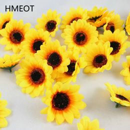 4/7/9cm 50pc Artificial Flower Head Sunflower Garland Corsage Bracelet Hat Decoration Accessories Wedding Flower Wall Home Decor