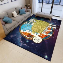 Carpets 2021 12 Constellation Fashion Pattern Rectangle Round Carpet Floor Mat Living Room Non-slip Rug Bedroom Home Decor