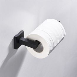 Bathroom Toilet Paper Holder Black Stainless Steel Waterroof Bathroom Accessories Kitchen Wall Mounted Toilet Roll Towel Shelf 210401