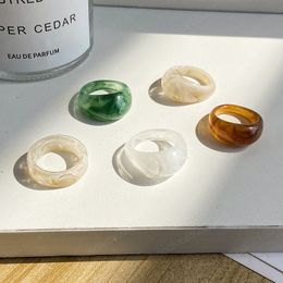 Colourful Irregular Acrylic Marble Pattern Acetate Ring Resin Tortoise Rings for Women Girls Jewellery