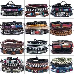 Promotion Woven Leather Bracelet for Men Women Cool stylish Wrist Cuff Bracelets Adjustable cord Xmas gifts
