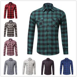 Arrive 2021 Mens Long Sleeve Plaid Shirt Black/red/green Work Casual Flannel Pocket Shirts Fashion Men's Clothing