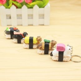 Creative Cat Sushi Keychain Key Rings Handbag Hanging Pendants Phone Charms Key Chain Gift for Kids 5034 Q2