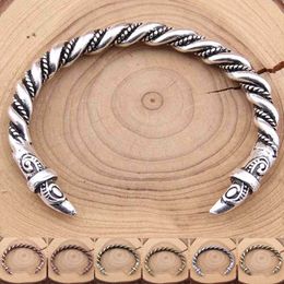 Yage 7color 1pcs 3.5oz Men's Large Bangle Vintage Men Viking Bangles Handmade Twist Bracelet High Quality Q0719