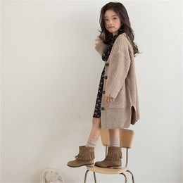 Autumn Baby Tops Brand Girls Sweaters Kids Outerwear Children Cardigan Toddler Single Breasted Coat,2640 211106