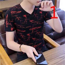 Short-sleeved t-shirt men's round neck ice silk trend solid Colour Korean version of the self-cultivation 210420