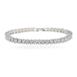 Iced Out Bling Paved Tennis Chain Bracelet Silver Colour 5A CZ Charm Bangle For Women Mens Hip hop Jewellery