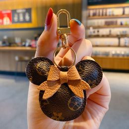 Mouse Design Car Keychain Favour Flower Bag Pendant Charm Jewellery Keyring Holder for Men Gift Fashion PU Leather Animal Key Chain Accessories with Box DHL