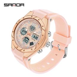 Fashion Leisure Sports Ladies watch LED Digital Electronic Dual Display Watch Luminous Waterproof Calendar watch Reloj de mujer G1022