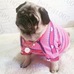 Pink Stripe Pets Sweater Clothes Soft Knit Pet T Shirt Dog Apparel Spring Ice Silk Thin Sweaters