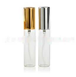 Mini Clear 10Gram/10 Ml 1/3OZ Atomizer Fine Mist Glass Bottle Spray Refillable Fragrance Perfume Empty Scent Bottle With Silver Gold