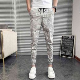 Summer Thin Harem Pants Men Fashion Korean Slim Fit Casual Letter Streetwear All Match Joggers Trousers 36-28 210715