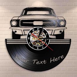 Auto Service Wall Art Garage Wall Clock Custom Your Name Number On The Clock Your Personalised Wall Clock Made Of Vinyl Record 210930