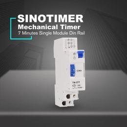 Timers SINOTIMER 220V 7 Minutes Mechanical Timer 18mm Single Module Din Rail Staircase Time Switch Instruments