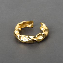 925 Sterling Silver Irregular Geometric Band Ring Women Fashion Smooth Temperament Jewellery