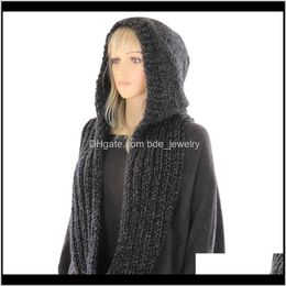 Wraps Hats, & Gloves Fashion Aessorieswomen Winter Crochet Knit Hood Infinity Scarf Outdoor Windproof Warm Long Shawl Wrap Solid Color Earfla