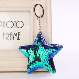 10Pieces/Lot Cute Sequins Love Stars Red Panda Keychain Ladies Puppy Animal Keychain Mom Gift Keyring Girl Car Bag Accessory Pendant