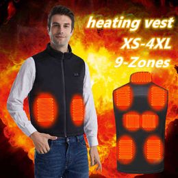 9 Area Smart heating vest men and women dual-control USB electric heating vest Camping Hiking Hunting Thermal Winter Outdoor 211120