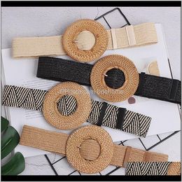 & Fashion Aessories Drop Delivery 2021 Wide Round Weaving Buckle Waistband Women Elastic Knitted Braided Waist Belts Strap Bohemian Style Dre