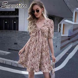 Women Dress For Arrivals Summer Short Sleeve Lacing Deep V Neck Tunic Leopard Party Sun Mini Sundress Female 210421