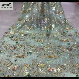 Clothing Apparel Emroiderey African Sequins Nigeria Tulle Mesh Laces Fabrics For Party Sewing French Net Lace Fabric Drop Delivery 202