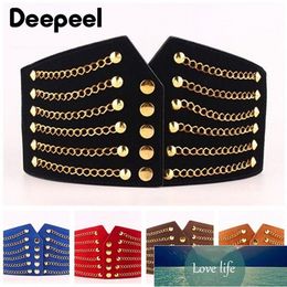 Deepeel 1pc Women Fashion Slim Corset Cummerbunds Elastic Belts Wild Rivet Waistband Female Coat Fur hige Waist Belt Accessory Factory price expert design Quality