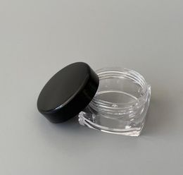 2022 NEW 50Pcs Cosmetic Jars Thick Wall Square Plastic Beauty Containers Packaging - 5 Gram (Black or Clear Lids) +free ship
