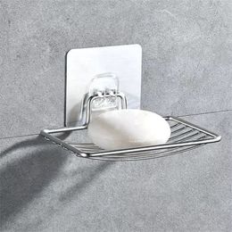 Punch-free Soap Holder Stainless Steel Wall Mounted Soap Dishes Bathroom Drain Soap Tray