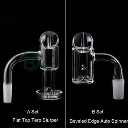 Two Styles Flat Top Terp Slurper/ Bevelled Edge Auto Spinner Smoking Quartz Banger With Glass Marble Bubble Cap Pearls Ball 20mm 25mm Nails For Water Bongs Dab Rigs
