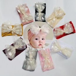 Baby Girl Nylon Headband Dot Lace Bows Newborn Turban Crown Elastic Headbands Hairband For Girl Baby Hair Accessories