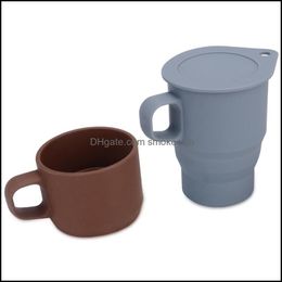 Mugs Drinkware Kitchen, Dining & Bar Home Garden Telescopic Coffee Mug With St And Lid Bpa Sile Foldable Water Cup 3 Colors Retractable Cam