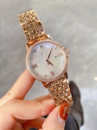 Classic women geometric crystal star watch ladies mother of pearl quartz Wristwatch Stainless steel diamond roman number clock