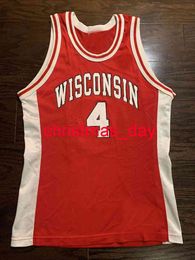 Stitched Custom Vintage Champion Sam Okey #4 Wisconsin Badgers NCAA BASKETBALL Jersey Men Women Youth XS-6XL