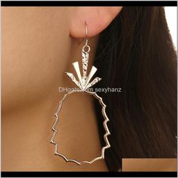 & Drop Delivery 2021 Gold Pine Dangle Alloy Cute Fruit Long Hollow Chandelier Women Earrings Fashion Jewellery Gift 6Fexm