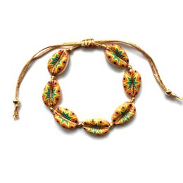 Hawaiian Vacation Style Bracelet Colorful Inkjet Alloy Shell Bracelet Braided Bracelet