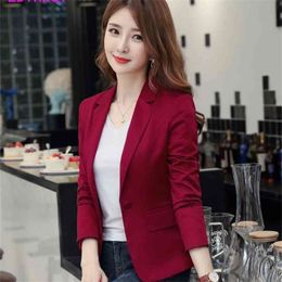 autumn Korean version women's self-cultivation of the skinny casual jacket red suit female Regular Full 210416