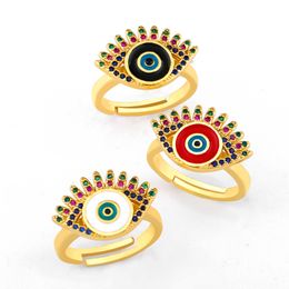 5pcs/lot Whole 2021 drip-oil copper gold-plated in bulk ins wind creative devil's eye opening ring accessories