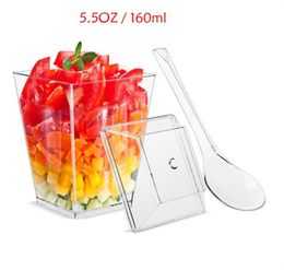 Wholesale Drinkware Dessert Cups 5OZ Clear Tumbler Plastic Parfait Tasting Appetizer Bowls Tall Square Shooters for Event and Party PH