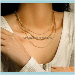 Necklaces & Pendants Jewelry3-Layer Snake Chain Necklace For Women Stacking Jewellery 14K Gold Plated Stainless Steel Chunky Chains Drop Deliv