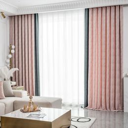 Curtain & Drapes Custom Nordic Splicing Shading Chenille Pink Grey Jacquard Geometry Blackout Livingroom Thick Bedroom M1119