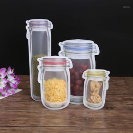 12Pcs Reusable Mason Jar Bottles Bags Candy Cookies Nuts Bag Storage Zipper Sealed Kitchen Organiser