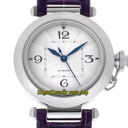 BVF 2022 Lady Watch SA0012 Japan Miyota 9039 modify 1847MC Automatic 35MM White Dial Sapphire Steel Case Quick Switch Purple Leather Strap eternity Womens Watches